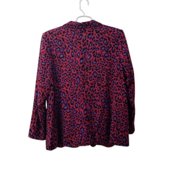 Iman: 2 pc Leopard Print Straight Leg Pantsuit, Size 2X, Pink, Purple, Black - Picture 4 of 11